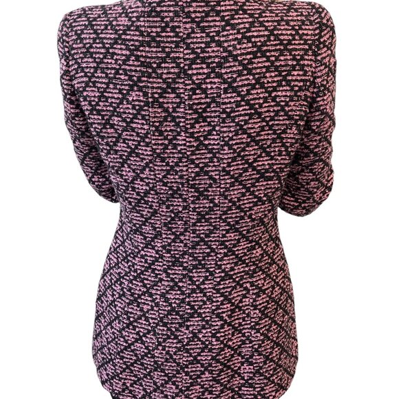 CHANEL Vintage 95A CC Logo Tweed Jacket #38 Pink Black Button Cotton [105548] - Picture 2 of 14